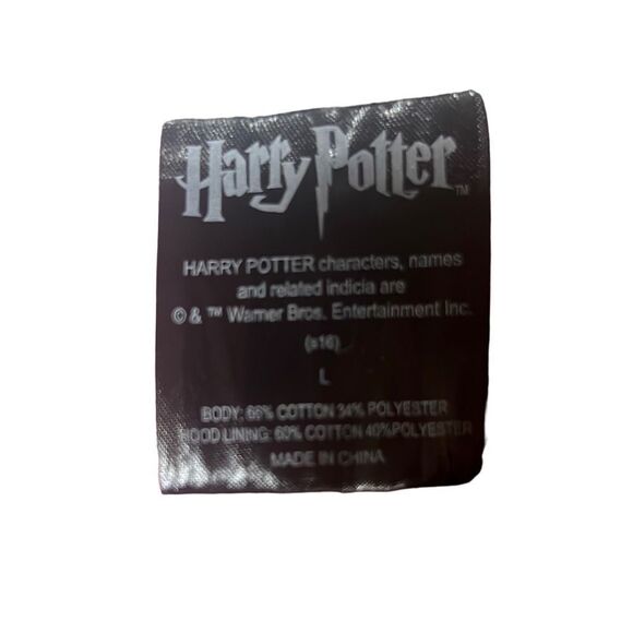 Harry Potter Men's Maroon speckled w white Hooded Property Of Hogwarts Sweater S - Picture 7 of 7